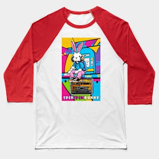 SpinSpinBunny Animated Bunny with Headphones Baseball T-Shirt